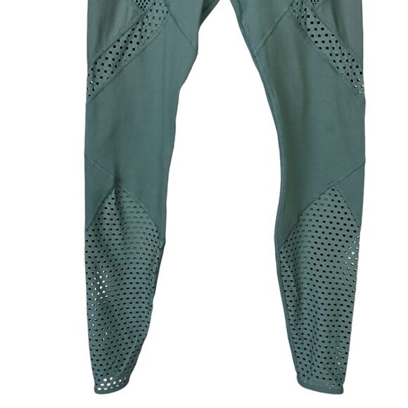 Lorna Jane Alexa Core Green High Waisted Perforated & Mesh Athletic Leggings - Picture 7 of 11
